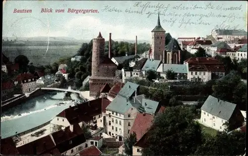 Ak Bautzen in der Lausitz, Blick vom Bürgergarten