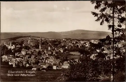 Ak Eibenstock im Erzgebirge Sachsen, Blick vom Adlerfelsen