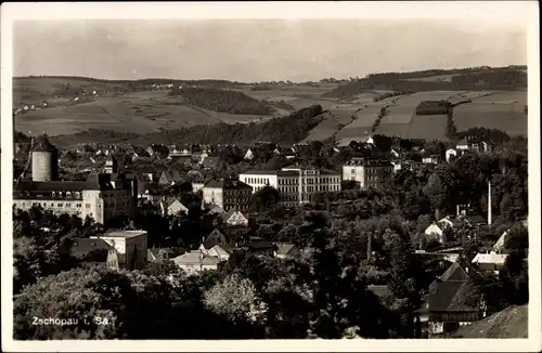 Ak Zschopau im Erzgebirge Sachsen, Ansicht des Ortes mit Umgebung