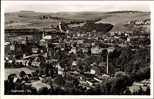 Ak Zschopau in Sachsen, Blick über die Stadt, Kirche