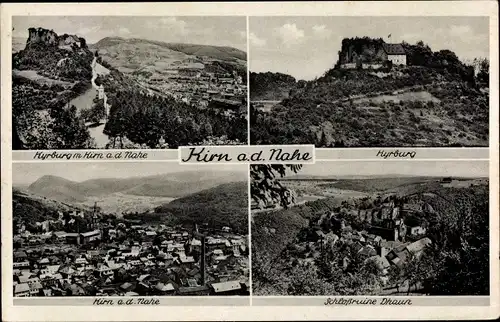 Ak Kirn an der Nahe, Gesamtansicht, Kyrburg, Schlossruine Dhaun