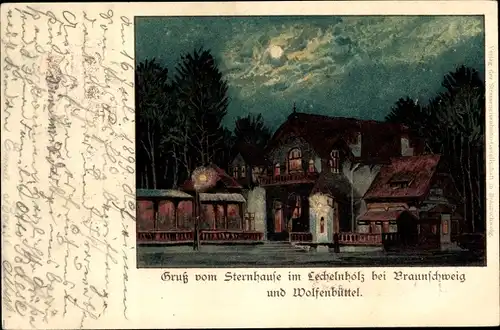 Künstler Litho Wolfenbüttel in Niedersachsen, Gastwirtschaft Sternhause im Lechelnholz