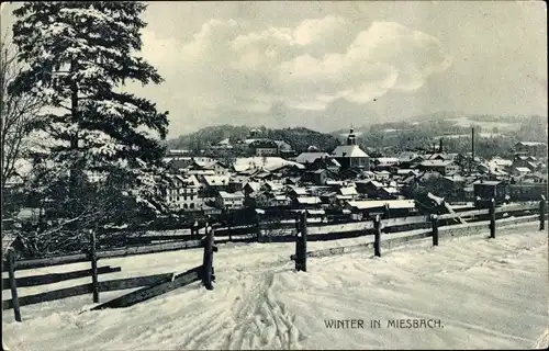 Ak Miesbach in Oberbayern, Gesamtansicht im Winter