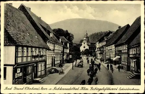 Ak Bad Grund im Harz, Osteröderstraße, Fachwerkhäuser