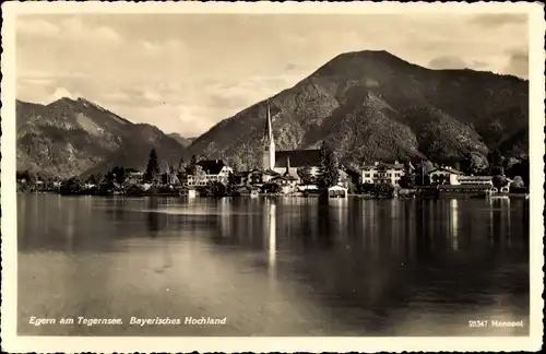 Ak Rottach Egern in Oberbayern, Panorama, Kirche