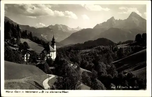 Ak Maria Gern Berchtesgaden in Oberbayern, Wetzmann u. Bl. ins steinerne Meer, Panorama