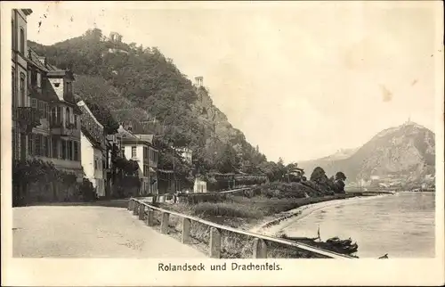 Ak Rolandseck Remagen am Rhein, Blick auf Drachenfels
