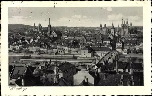 Ak Würzburg am Main Unterfranken, Panoramablick auf die Stadt