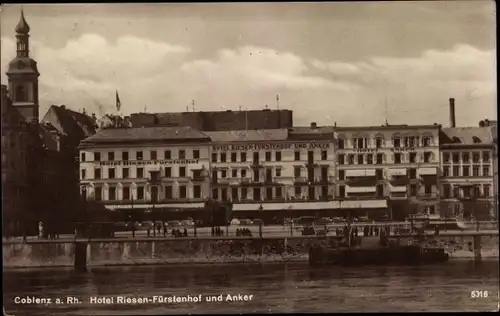Ak Koblenz am Rhein, Hotel Riesen-Fürstenhof und Anker