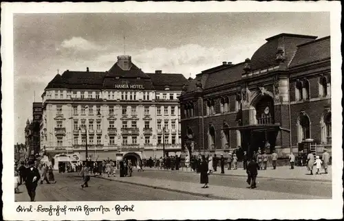 Ak Kiel in Schleswig Holstein, Bahnhof Straßenseite, Hansa Hotel