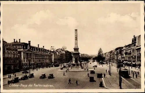 Ak Lisboa Lissabon Portugal, Praca dos Restauradores, Denkmal