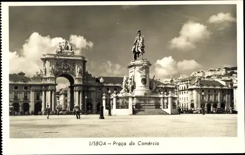 Ak Lisboa Lissabon Portugal, Praca do Comercio, Reiterstandbild