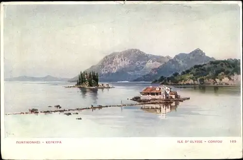 Künstler Ak Korfu Griechenland, Ile d'Ulysse