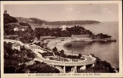 Ak Monte Carlo Monaco, Ensemble du Beach et le Cap Martin