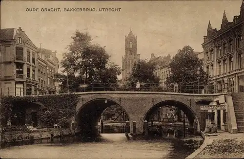 Ak Utrecht Niederlande, Oudegracht, Bakkerbrug