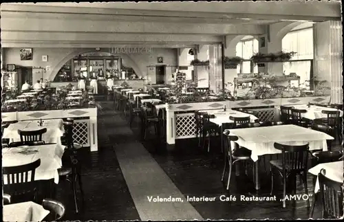 Ak Volendam Nordholland Niederlande, Interieur Café Restaurant AMVO