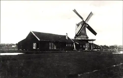 Ak Zaandijk Nordholland, De Witte Veer, papierstofmaler verbrand 1917, Molen