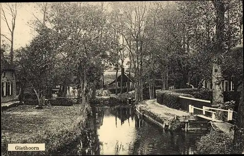 Ak Giethoorn Overijssel Niederlande, Blick auf den Ort, Fluss