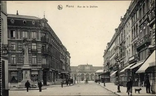 Ak Mons Wallonien Hennegau, Rue de la Station