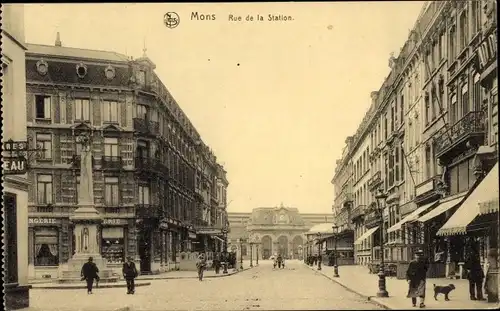 Ak Mons Wallonien Hennegau, Rue de la Station