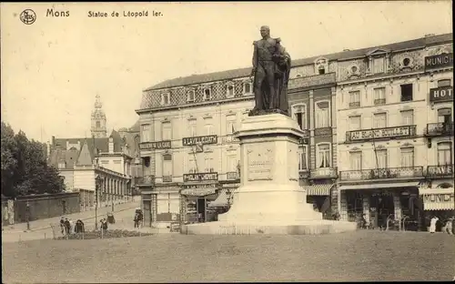 Ak Mons Wallonien Hennegau, Statue de Lépold ler