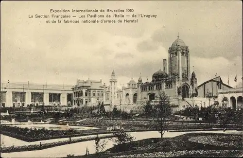 Ak Brüssel, Weltausstellung 1935, Les Pavillons de l'Italie, de l'Uruguay et de la fabrique