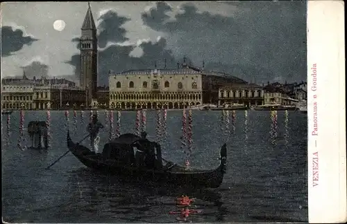 Ak Venezia Venedig Veneto, Panorama e Gondola