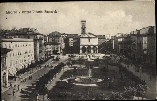 Ak Livorno Toscana, Piazza Vittorio Emanuele