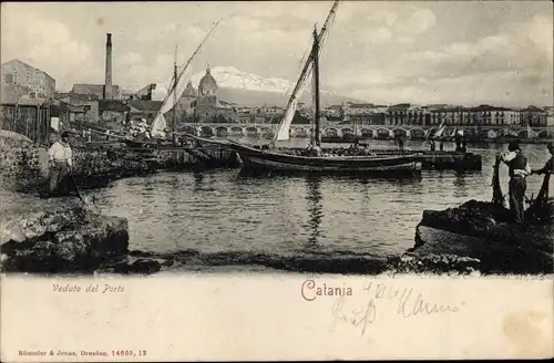 Ak Catania Sicilia, Veduta del Porto