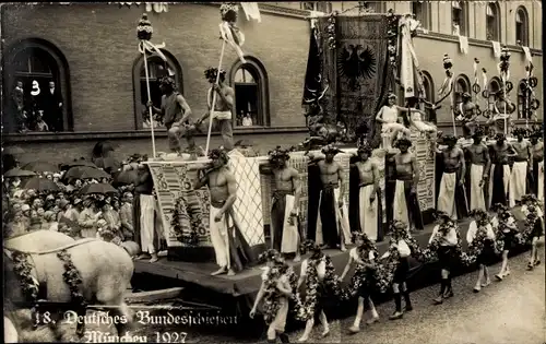 Foto Ak München Bayern, 18. Deutsches Bundesschießen 1927, Festzug