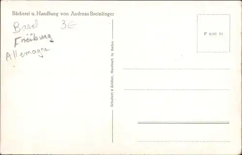 Ak Mühlingen in Baden Württemberg, Bäckerei und Handlung, Blick auf den Ort