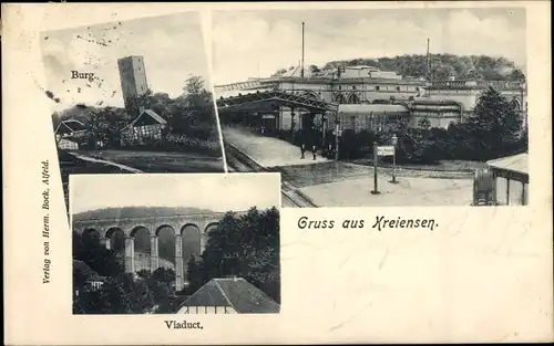 Ak Kreiensen Einbeck, Burg, Viadukt, Bahnhof, Gleisseite