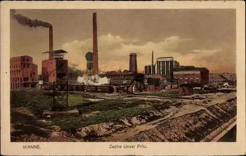 Ak Wanne Herne Ruhrgebiet, Zeche Unser Fritz