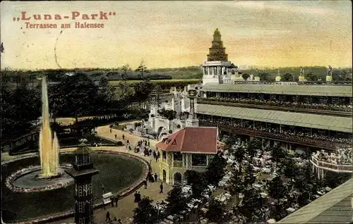 Ak Berlin Wilmersdorf Halensee, Lunapark, Terrassen