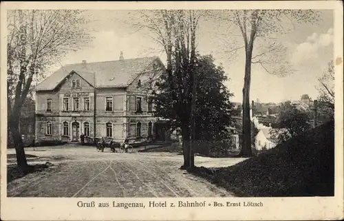 Ak Langenau Brand Erbisdorf in Sachsen, Hotel zum Bahnhof