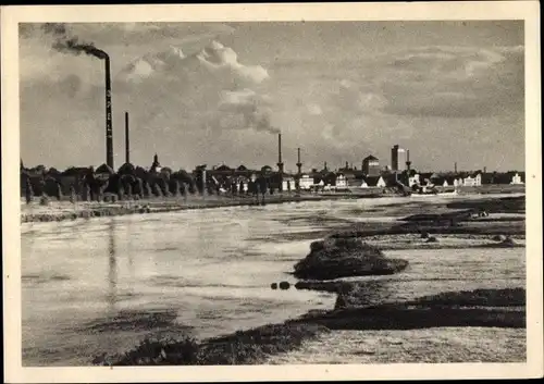 Ak Rüsselsheim am Main Hessen, Blick auf den Ort mit Opel Werk