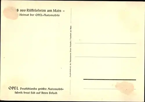 Ak Rüsselsheim am Main Hessen, Blick auf den Ort mit Opel Werk