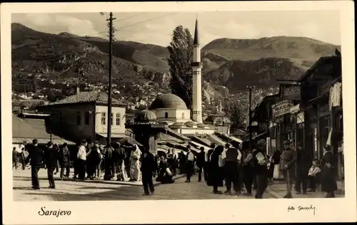 Ak Sarajevo Bosnien Herzegowina, Straßenpartie, Moschee