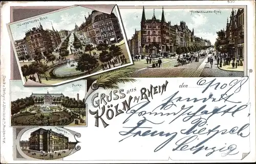 Litho Köln am Rhein, Flora, Theater, Hohenzollernring, Hohenstaufenring