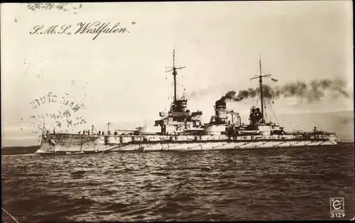 Ak Deutsches Kriegsschiff, SMS Westfalen, Großlinienschiff