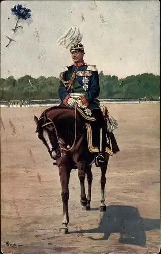 Künstler Ak König Friedrich August III. von Sachsen zu Pferde, Für unsere bedürftigen Veteranen