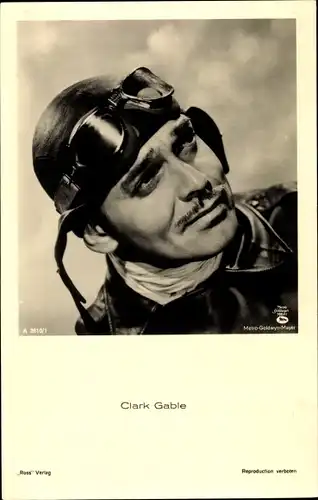 Ak Schauspieler Clark Gable als Pilot mit Fliegerhaube, Ross Verlag A 2610/1