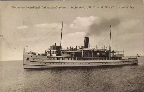Ak Stoomboot Veerdienst Enkhuizen Stavoren, Motorschip W. F. v. d. Wijck