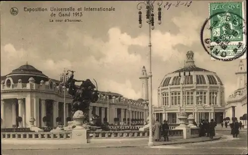 Ak Gand Gent Ostflandern, Exposition Internationale 1913, La Cour d'Honneur
