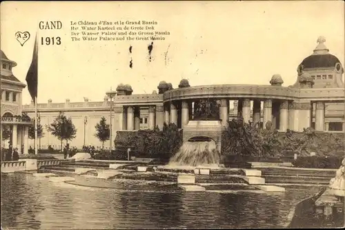 Ak Gand Gent Ostflandern, Exposition Internationale 1913, Het Water Kasteel en de Grote Dok