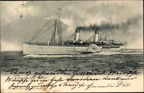 Ak Schnelldampfer Cobra, HAPAG Seebäderdienst