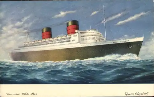 Ak Dampfer Queen Elizabeth, Cunard White Star Line