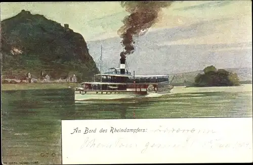 Künstler Ak Rheindampfer Elsa, Kölnische und Düsseldorfer Rheindampfschifffahrtsgesellschaft