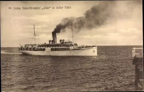 Ak Salonschnelldampfer Odin in voller Fahrt, Reederei Braeunlich