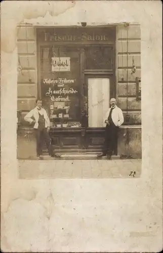 Foto Ak Friseur-Salon, Haarschneider-Cabinet, Friseur